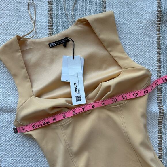 Zara Yellow Sweetheart Neckline Bodysuit Women’s Size XS - Picture 3 of 8